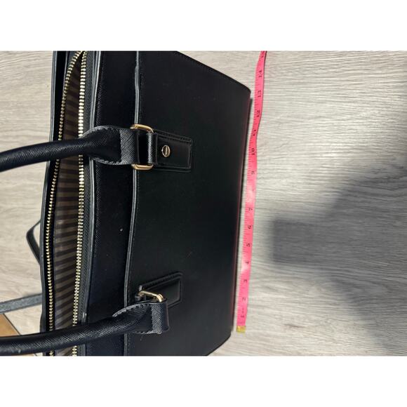 Miztique Black Leather Satchel Doctor Bag with Gold Metal Zipper - Picture 11 of 11